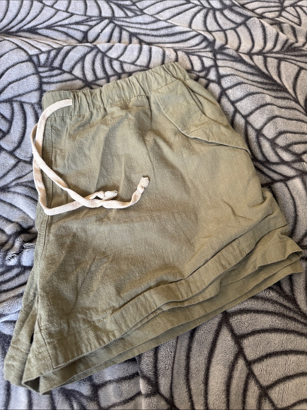Green Cotton Drawstring Shorts - 2XL
